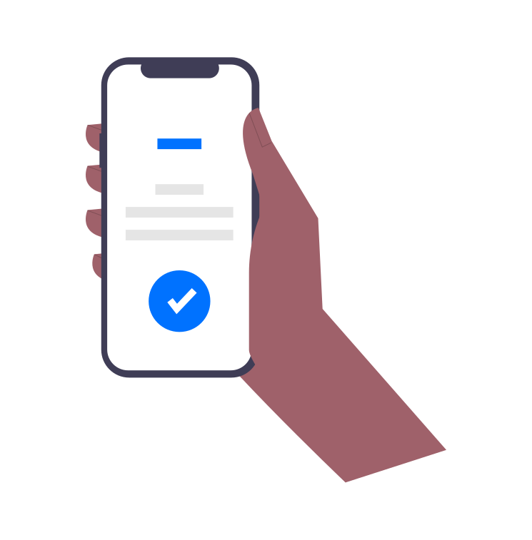 afbeelding van een gsm met een check afbeelding van een gsm met een check