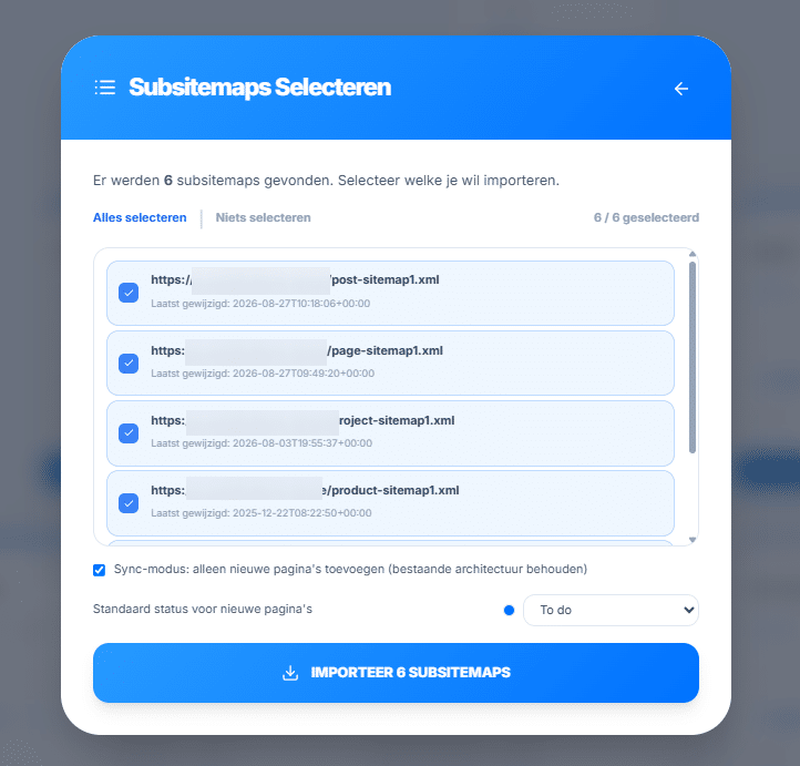 Demo architect xml sitemap selecteren voor import Demo architect xml sitemap selecteren voor import